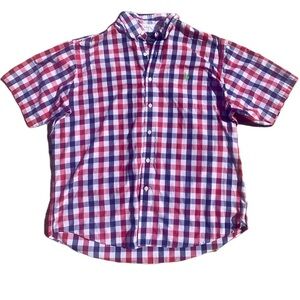 💛 U.S. Polo Assn. Red White Blue Checkered Short Sleeve Shirt - XL